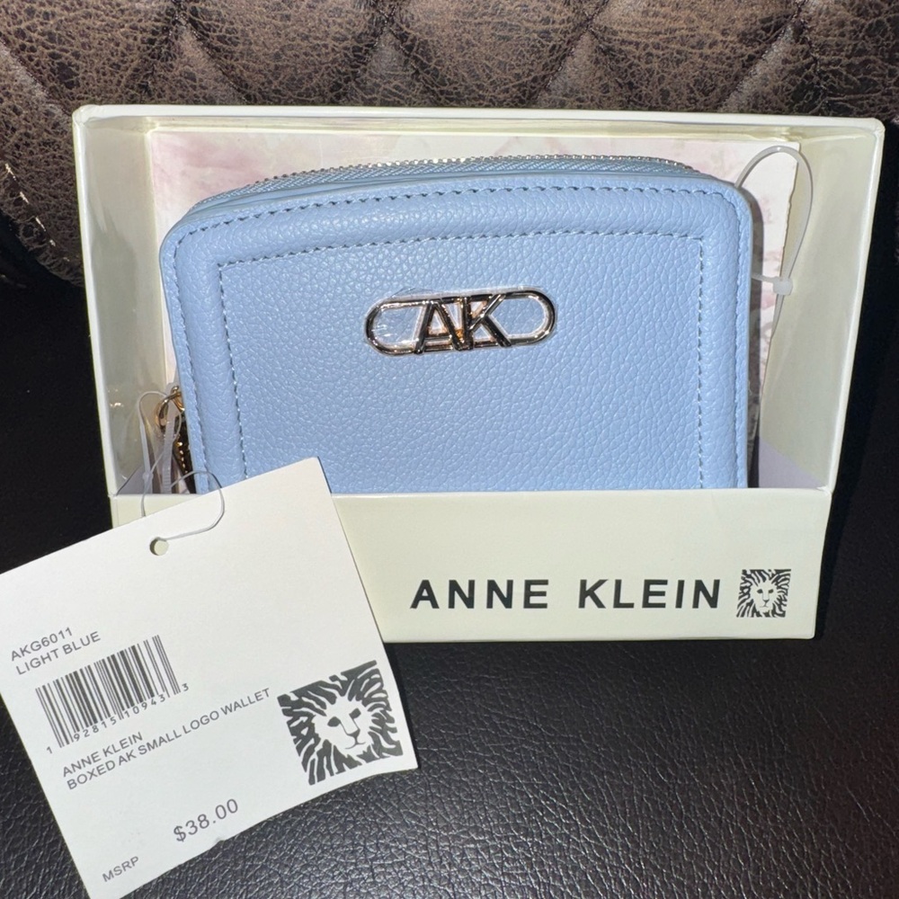 Anne Klein Light Blue Boxed AK Small Logo Wallet